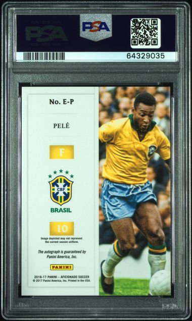 2016 PANINI AFICIONADO ENDORSEMENTS AUTOGRAPHS #E-P PELE ENDRMTS.AU-A/P-BRZ /20 PSA 9 Auto 10