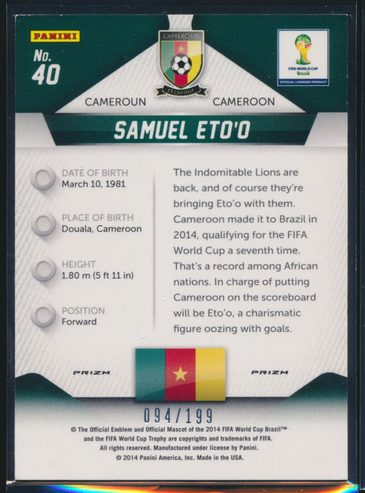 2014 Panini Prizm World Cup Blue Prizm /199 Samuel Eto'o #40