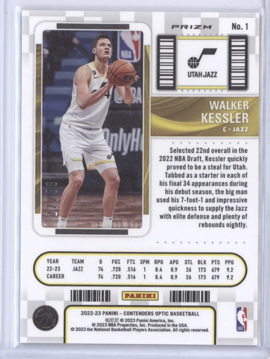 2022-23 Panini Prizm Contenders Optic Basketball Rookie No. 1 Walker Kessler C-Jazz Utah Jazz