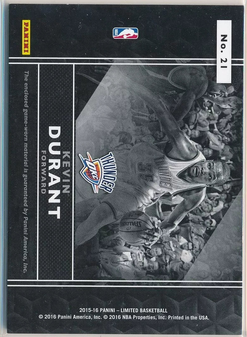 2015-16 Panini Limited Team Trademarks 21 Kevin Durant GU Jersey /49 Okc Thunder