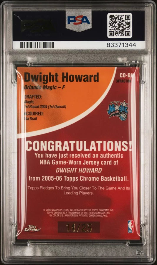 2005 Topps Chrome CO-DH Dwight Howard Chosen One Material Xfractor /25 PSA 9
