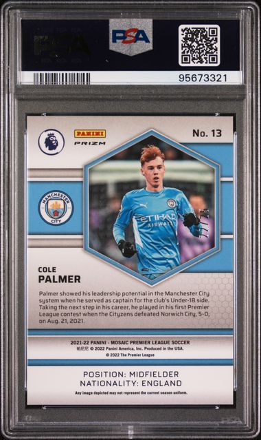 2021-22 Panini Mosaic Premier league Pink Cole Palmer Rookie Rc /25 #13 PSA 9