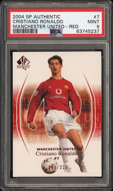 2004 SP AUTHENTIC MANCHESTER UNITED #7 CRISTIANO RONALDO MANCHESTER UNITED-RED /325 PSA 9