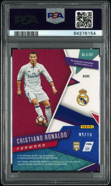 2017 PANINI REVOLUTION AUTOGRAPH #A-CR7 CRISTIANO RONALDO AUTOGRAPH-MAGNA /10 PSA 9