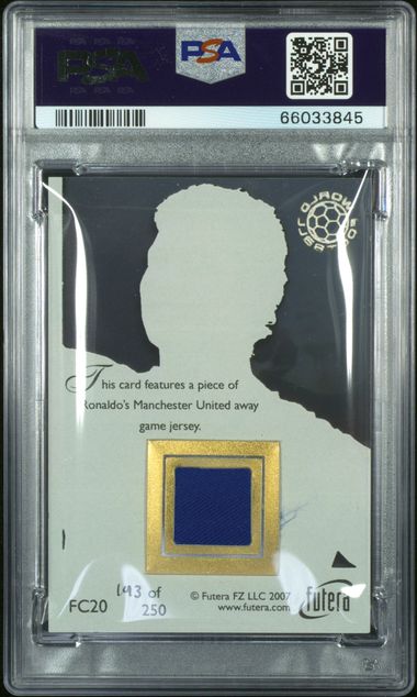 2007 FUTERA WORLD FOOTBALL CLEAR JERSEY #FC20 CRISTIANO RONALDO WORLD FOOTBALL CLEAR JER. PSA 7 /250