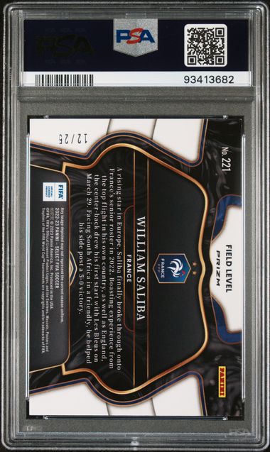 2022 PANINI SELECT FIFA #221 WILLIAM SALIBA ZEBRA /25 PSA 9