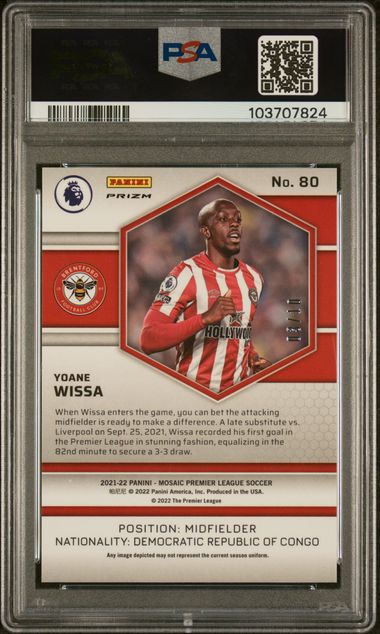 2021 PANINI MOSAIC PREMIER LEAGUE #80 YOANE WISSA GOLD MOSAIC /10 PSA 10