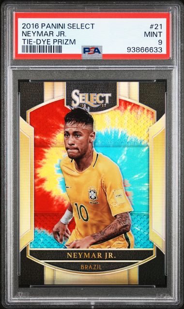 2016 PANINI SELECT #21 NEYMAR JR. TIE-DYE PRIZM /30 PSA 9