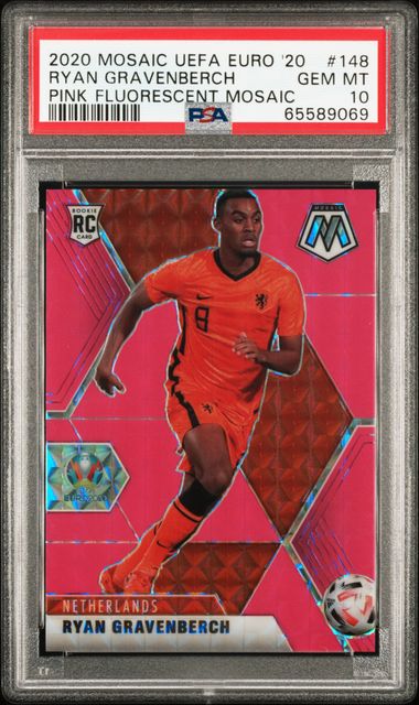 Ryan Gravenberch 2020 Panini Mosaic Rookie #148 Pink Fluorescent /10 PSA 10 Pop1