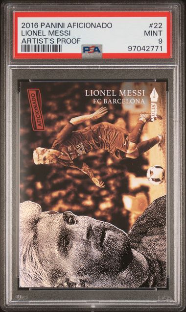 2016 PANINI AFICIONADO #22 LIONEL MESSI ARTIST'S PROOF PSA 9