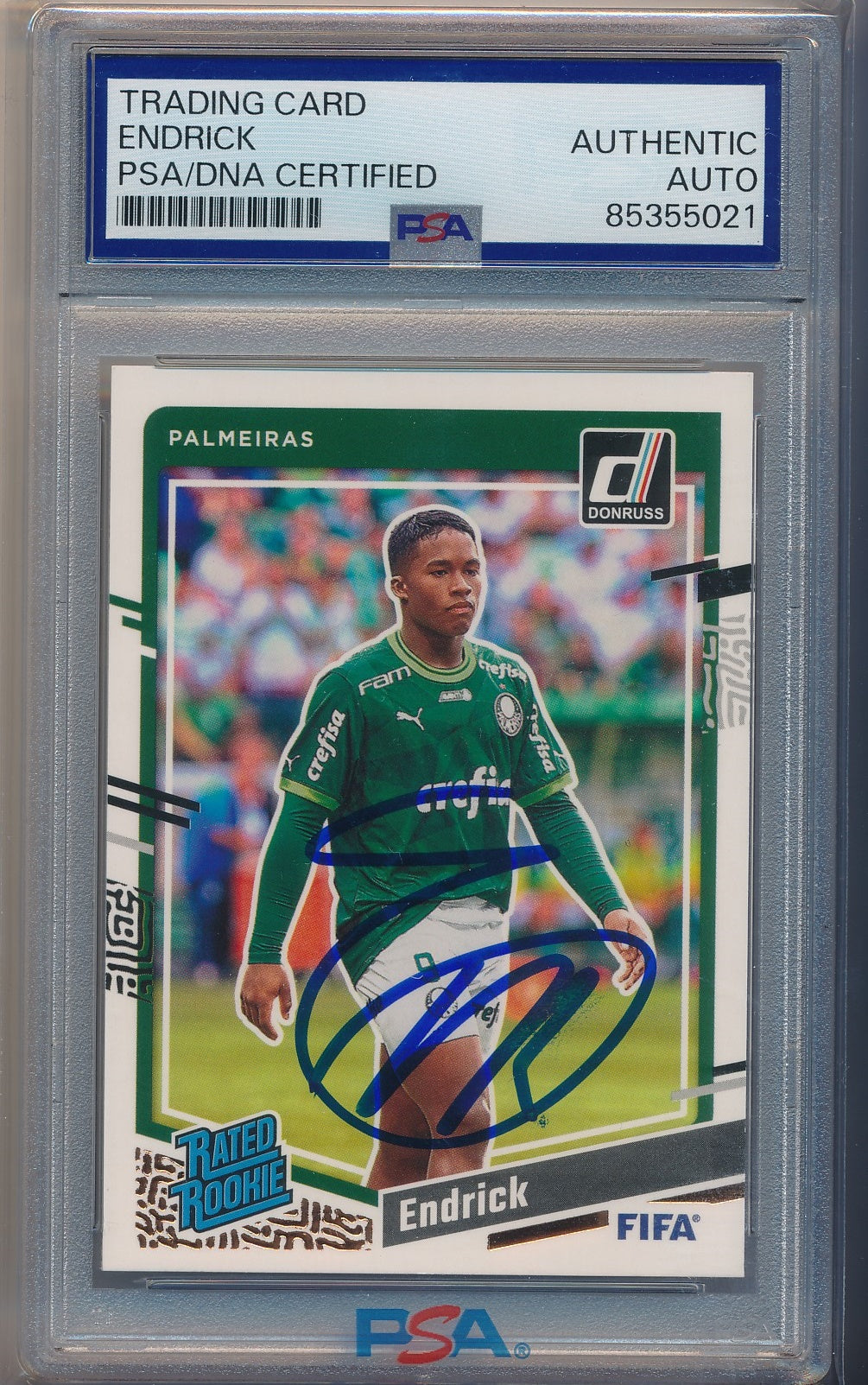 2023-24 Donruss FIFA #176 Endrick Rated Rookie Optic On Card Auto PSA Certified