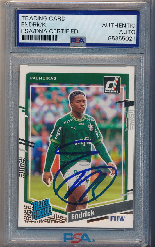 2023-24 Donruss FIFA #176 Endrick Rated Rookie Optic On Card Auto PSA Certified
