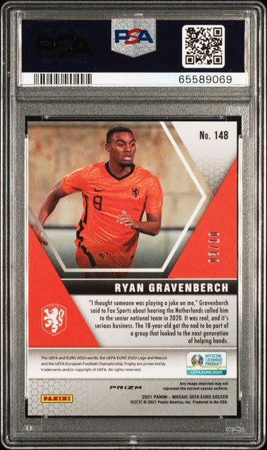 Ryan Gravenberch 2020 Panini Mosaic Rookie #148 Pink Fluorescent /10 PSA 10 Pop1