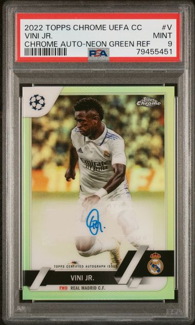 2022 Topps Chrome Auto Neon Green /99 PSA 9 Autograph Card Vinicius Vini Jr #CA-V