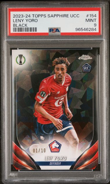 2023-24 TOPPS CHROME SAPPHIRE EDITION UEFA CLUB COMPETITIONS #154 LENY YORO BLACK /10 PSA 9