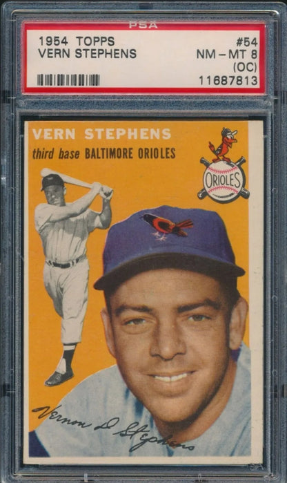 1954 Topps Baseball #54 Vern Stephens PSA 8 (OC) Baltimore Orioles Rare