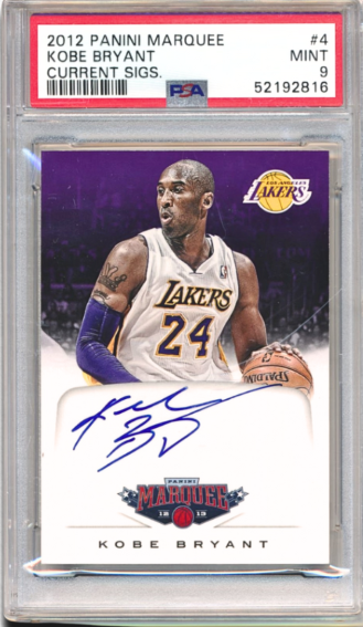 2012-13 Panini Marquee Kobe Bryant Auto #4 PSA 9