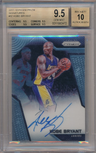 2017-18 Panini Prizm Kobe Bryant Auto #32 Quad 9.5 BGS 9.5 Auto 10