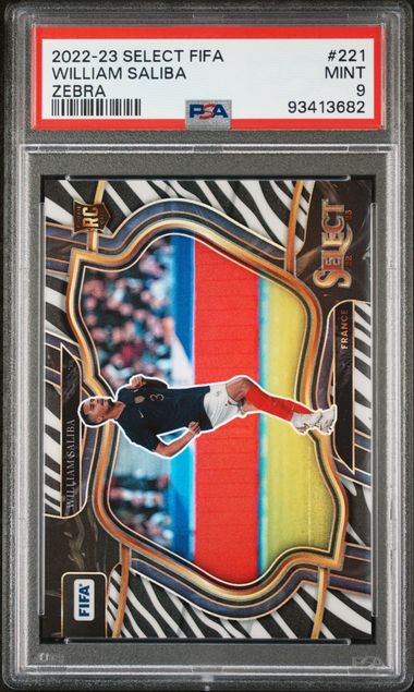 2022 PANINI SELECT FIFA #221 WILLIAM SALIBA ZEBRA /25 PSA 9