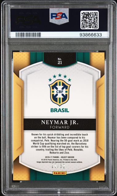 2016 PANINI SELECT #21 NEYMAR JR. TIE-DYE PRIZM /30 PSA 9