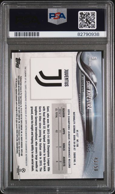 2017 TOPPS CHROME UEFA CHAMPIONS LEAGUE #6 SAMI KHEDIRA AUTO-GOLD REFRACTOR /50 PSA 10