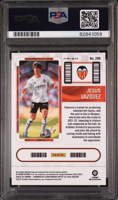 2022-23 PANINI CHRONICLES #299 JESUS VAZQUEZ LA LIGA-BLACK 1/1 PSA 9