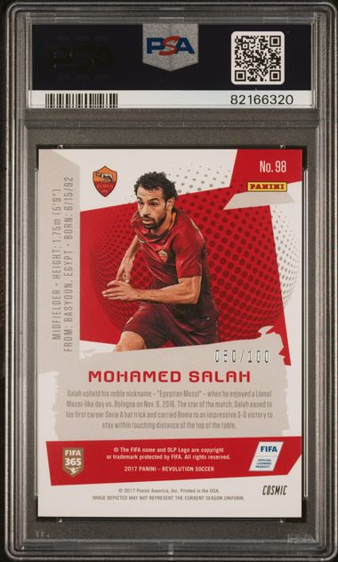 2017 PANINI REVOLUTION #98 MOHAMED SALAH COSMIC /100 PSA 9