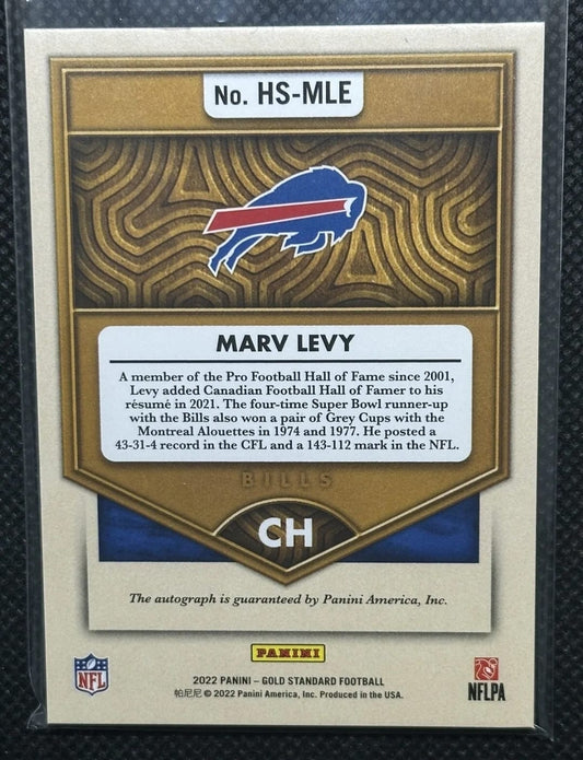 2022/23 Panini GOLD Standard Football No. HS-MLE Marv Levy Buffalo Bills /99 Gold Fingers NFL