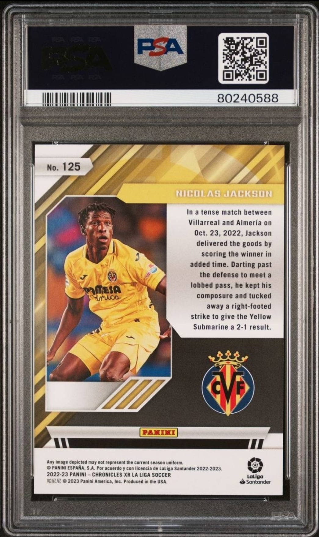 2022-23 Panini Chronicles Rookie #125 Nicolas Jackson Laliga-Gold PSA 9 /125