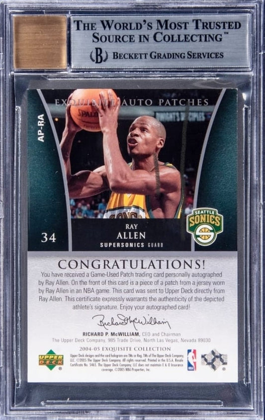 2004-05 Exquisite Collection #RA Ray Allen Upper Deck Patch Autograph BGS 9 /100