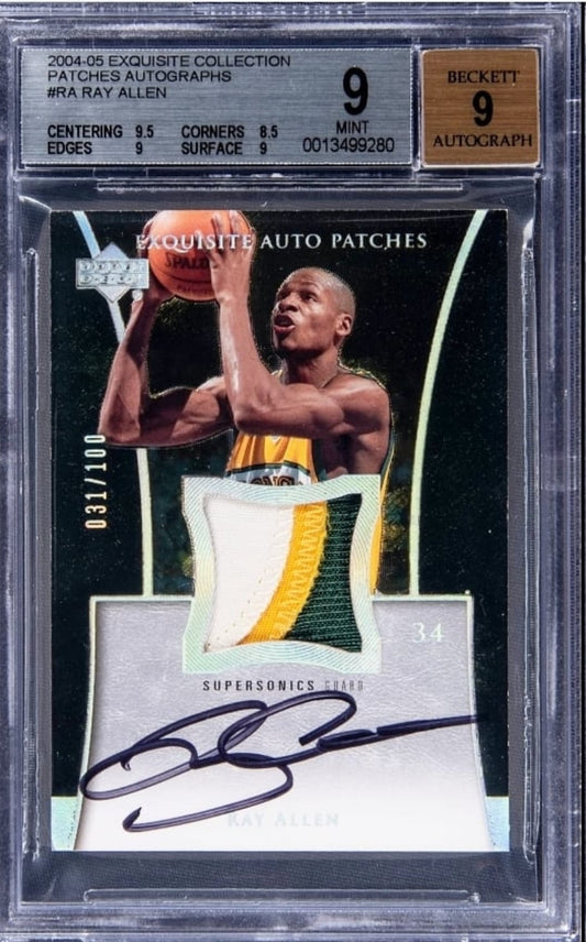 2004-05 Exquisite Collection #RA Ray Allen Upper Deck Patch Autograph BGS 9 /100