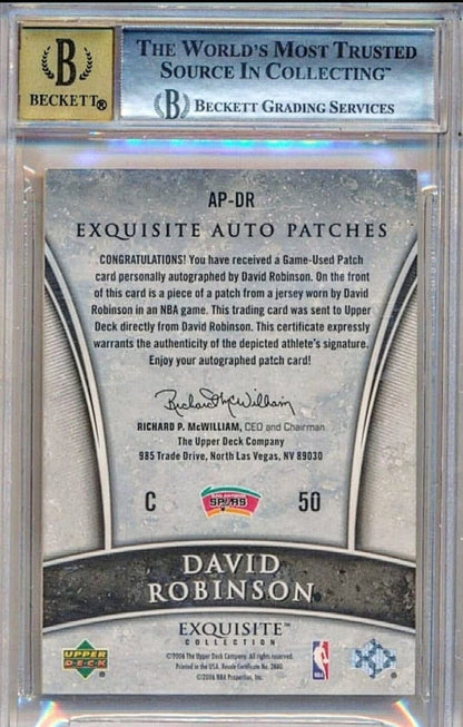 2005-06 Exquisite Collection #APDR David Robinson Autographs Patches BGS 8.5 /100