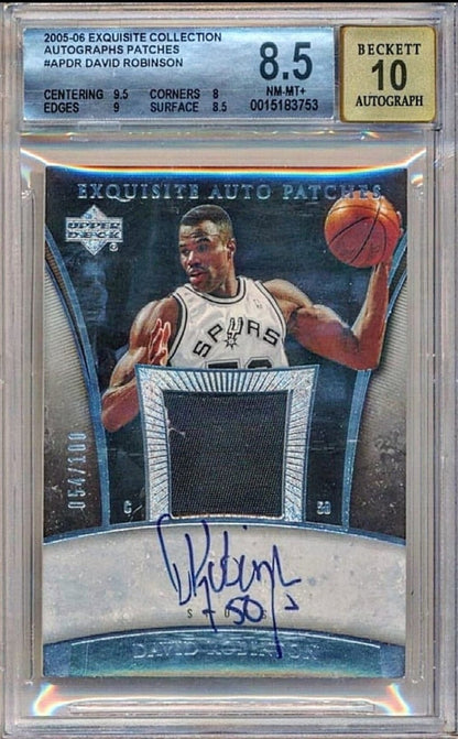 2005-06 Exquisite Collection #APDR David Robinson Autographs Patches BGS 8.5 /100