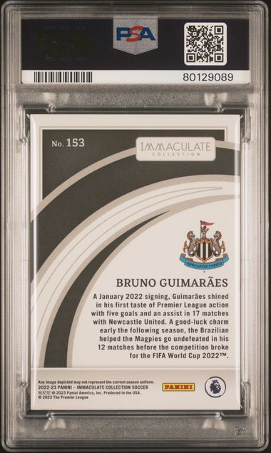 2022-23 Panini Immaculate Sapphire  /25 Bruno Guimaraes #153 Rookie RC PSA 8