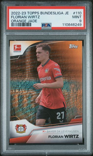 2022-23 Topps Jade Edition Bundesliga Orange Jade /25 Florian Wirtz #110 PSA 9