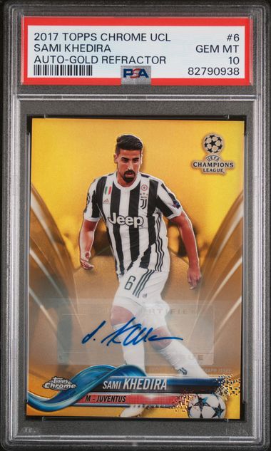 2017 TOPPS CHROME UEFA CHAMPIONS LEAGUE #6 SAMI KHEDIRA AUTO-GOLD REFRACTOR /50 PSA 10