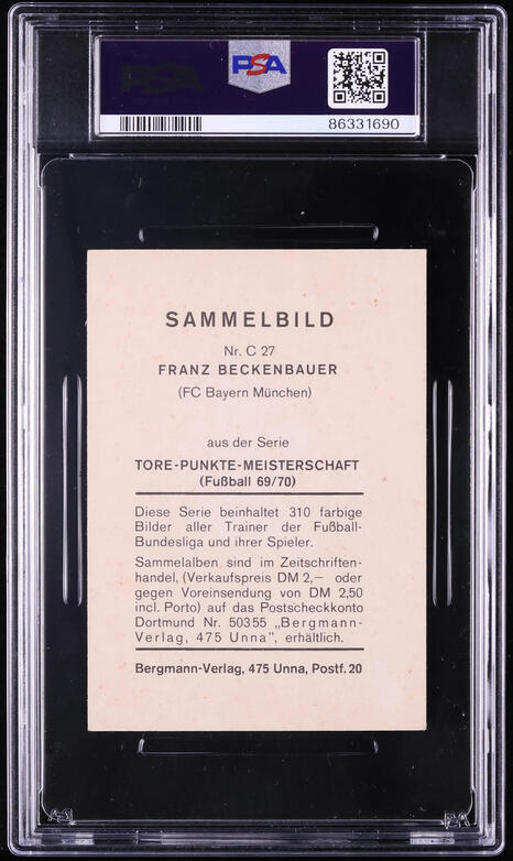 1969 Bergmann-Verglag TP Meisterschaft Franz Beckenbauer AUTO DNA 10 PSA 3 VG