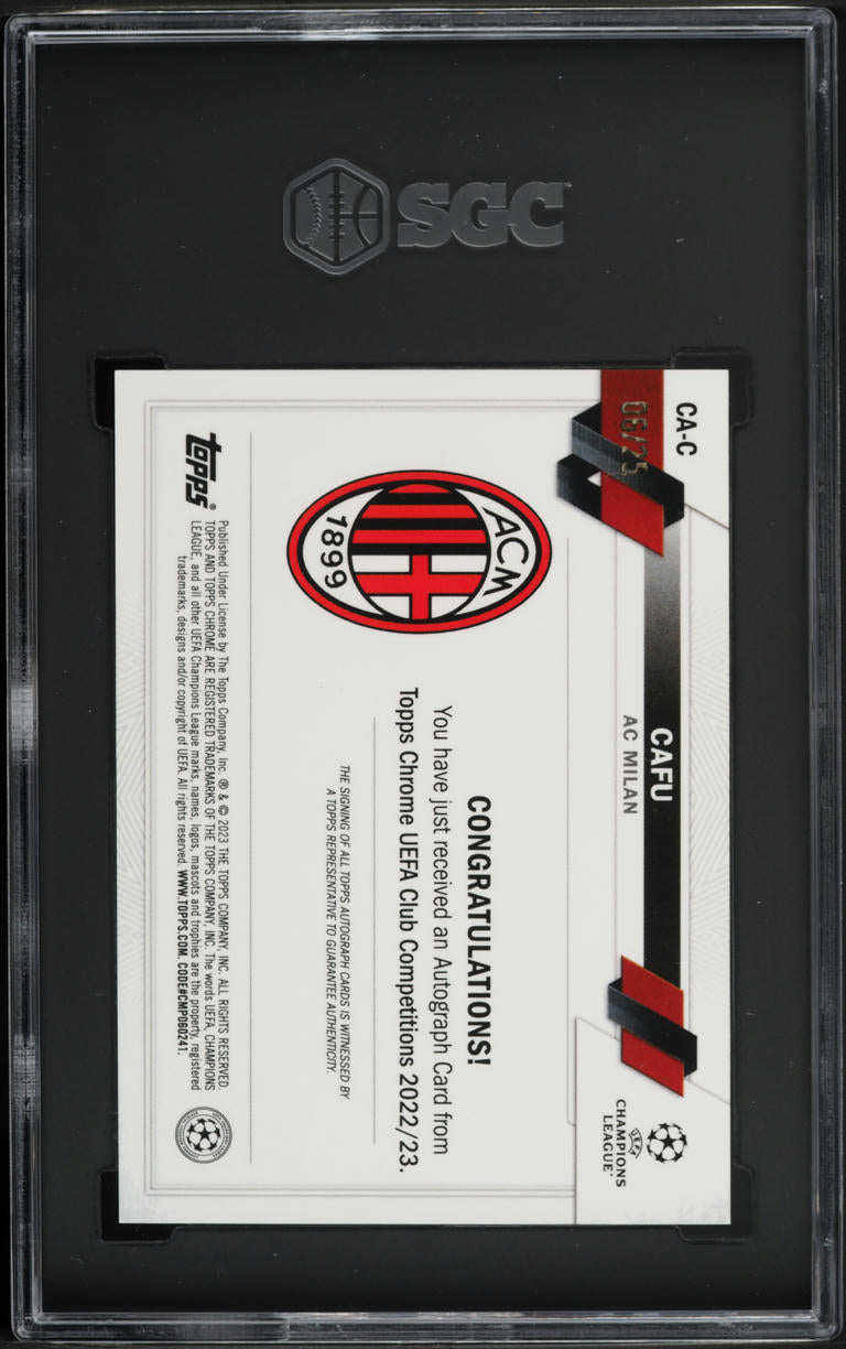 2022 Topps Chrome UEFA Orange Refractor Cafu AUTO /25 #CA-C SGC 9 MINT