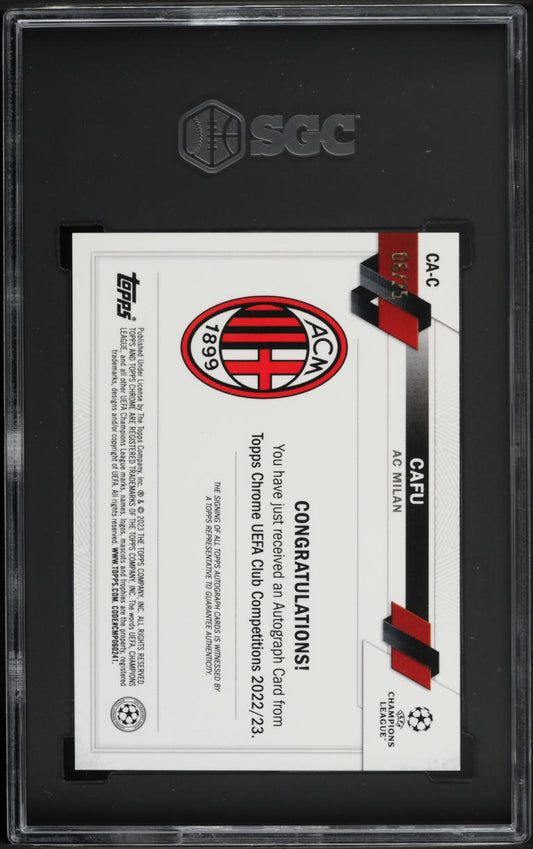 2022 Topps Chrome UEFA Orange Refractor Cafu AUTO /25 #CA-C SGC 9 MINT