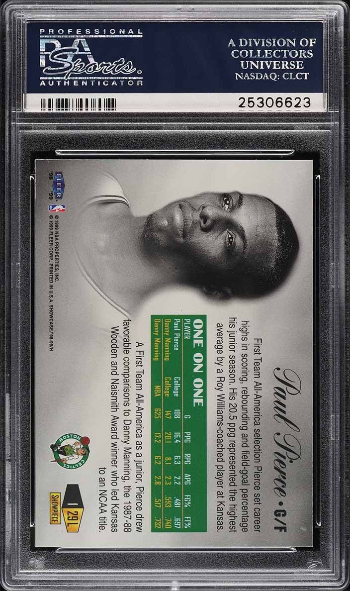 1998 Flair Showcase Legacy Collection Row 1 Paul Pierce ROOKIE /99 #29L PSA 9