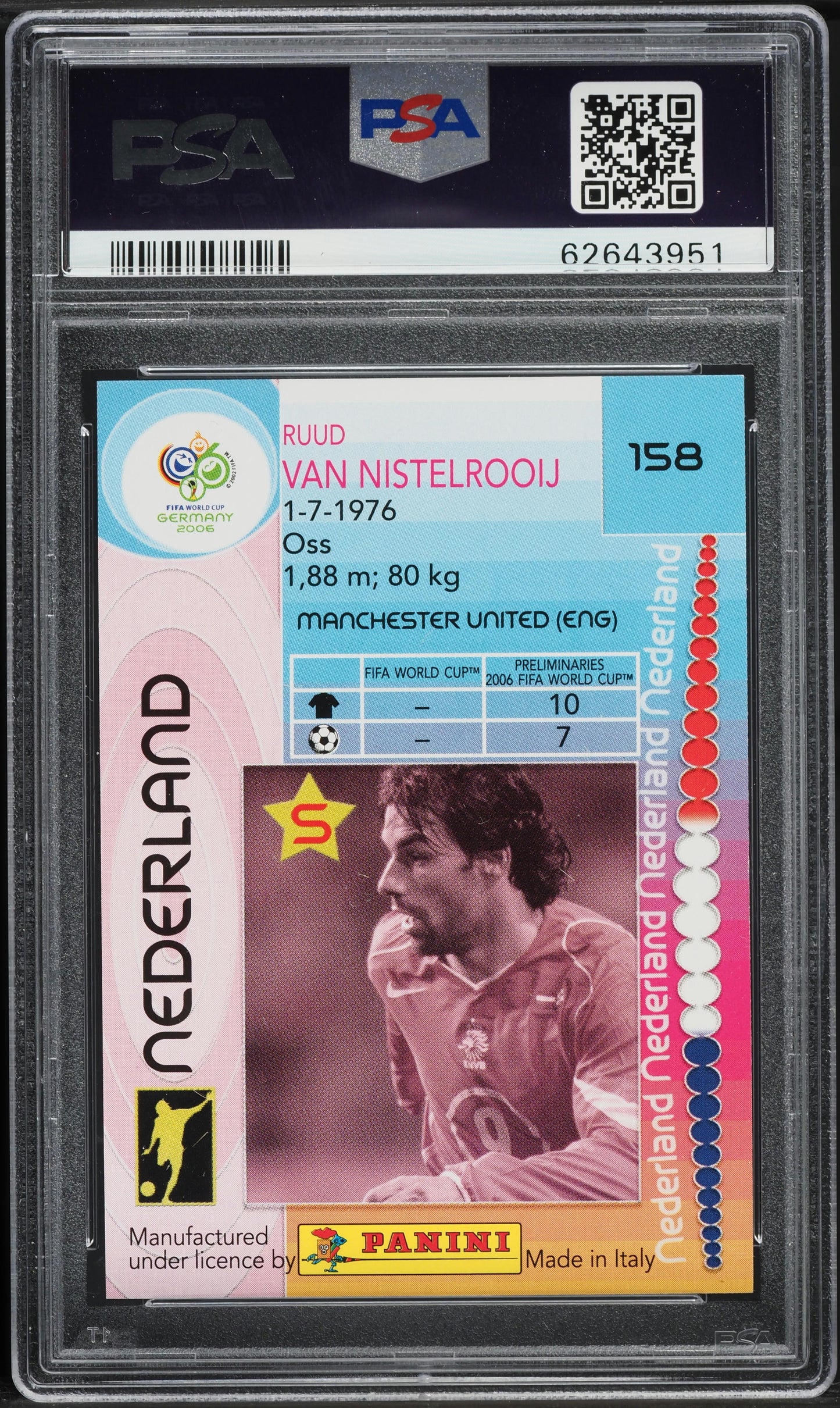 2006 Panini World Cup Germany Ruud Van Nistelrooij #158 PSA 10 GEM MINT