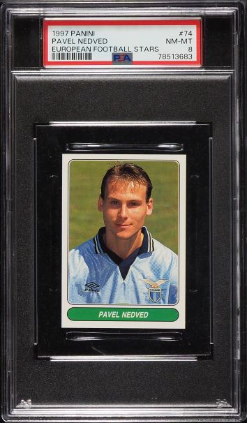 1997 Panini European Football Stars Pavel Nedved ROOKIE #74 PSA 8 NM-MT