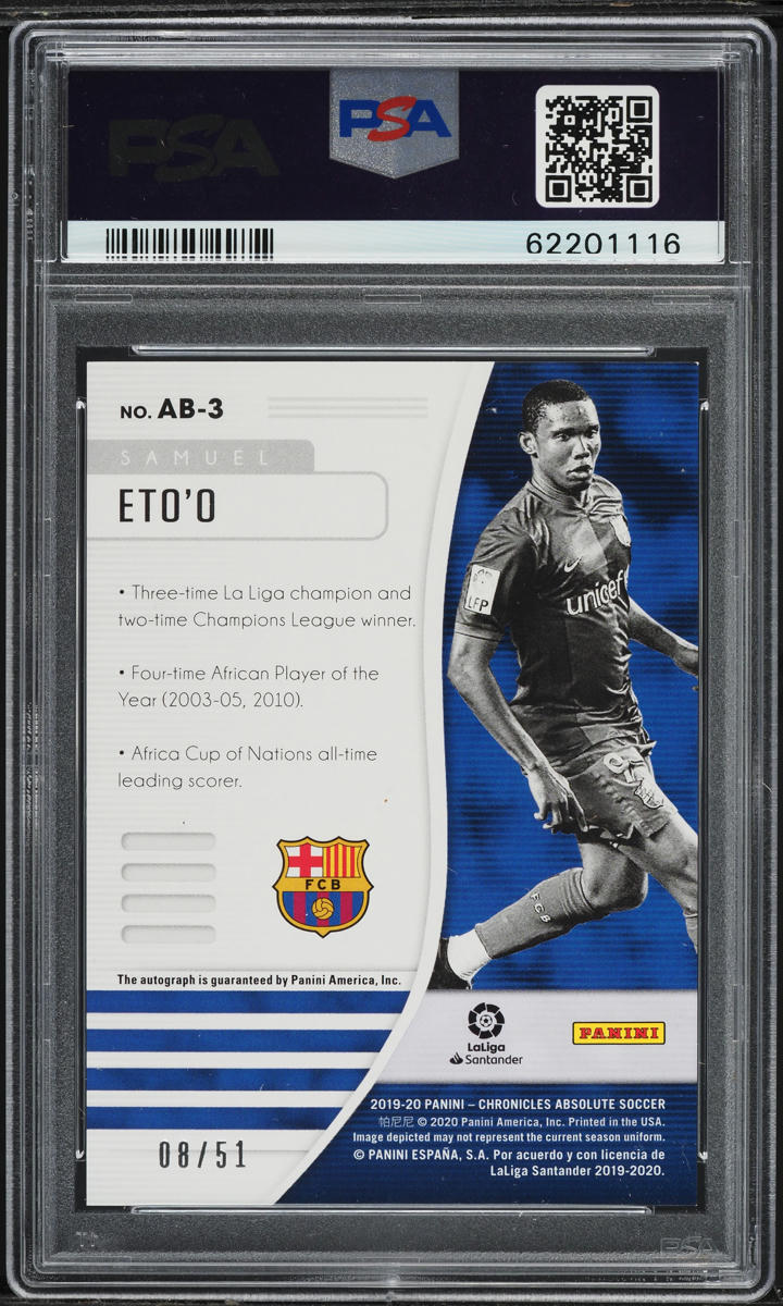 2019 Panini Chronicles Absolute Red Samuel Eto'o AUTO /51 #AB-3 PSA 9 MINT