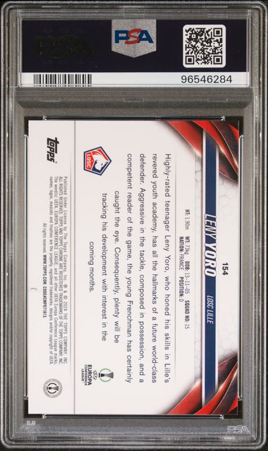 2023-24 TOPPS CHROME SAPPHIRE EDITION UEFA CLUB COMPETITIONS #154 LENY YORO BLACK /10 PSA 9