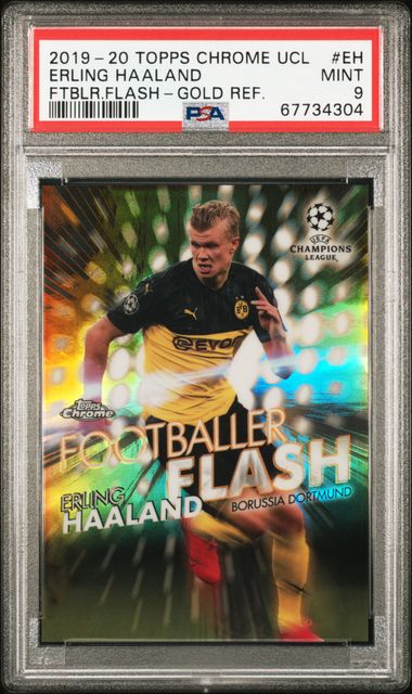 2019-20 TOPPS CHROME CL FOOTBALLER FLASH ERLING HAALAND PSA 9 Rookie Rc Gold /50