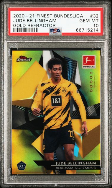 2020-21 Topps Finest Bundesliga Jude Bellingham Gold Refractor Rookie /50 PSA 10