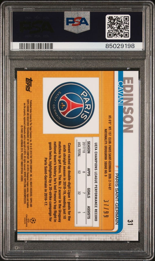 2018-19 Topps Chrome UCL Green Refractor Edison Cavani #31 PSA 9 /99