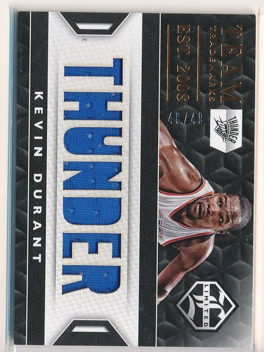 2015-16 Panini Limited Team Trademarks 21 Kevin Durant GU Jersey /49 Okc Thunder