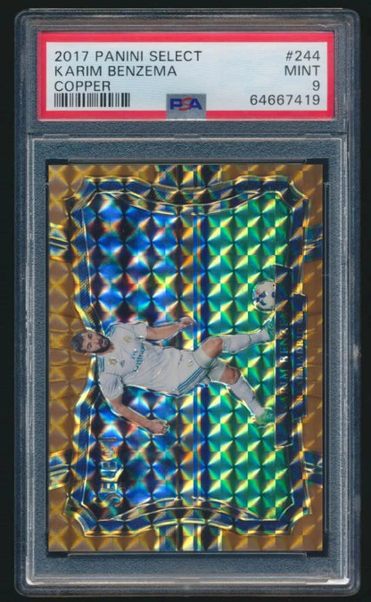 Karim Benzema 2017-18 Panini Select Copper Prizm 29/49 PSA 9 #244 Field Level