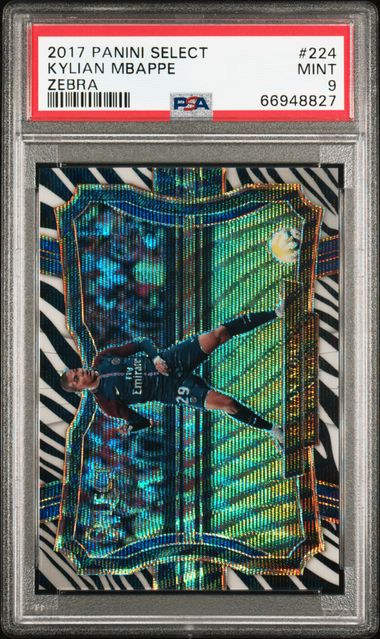 2017 PANINI SELECT #224 KYLIAN MBAPPE ZEBRA /25 Rookie PSA 9